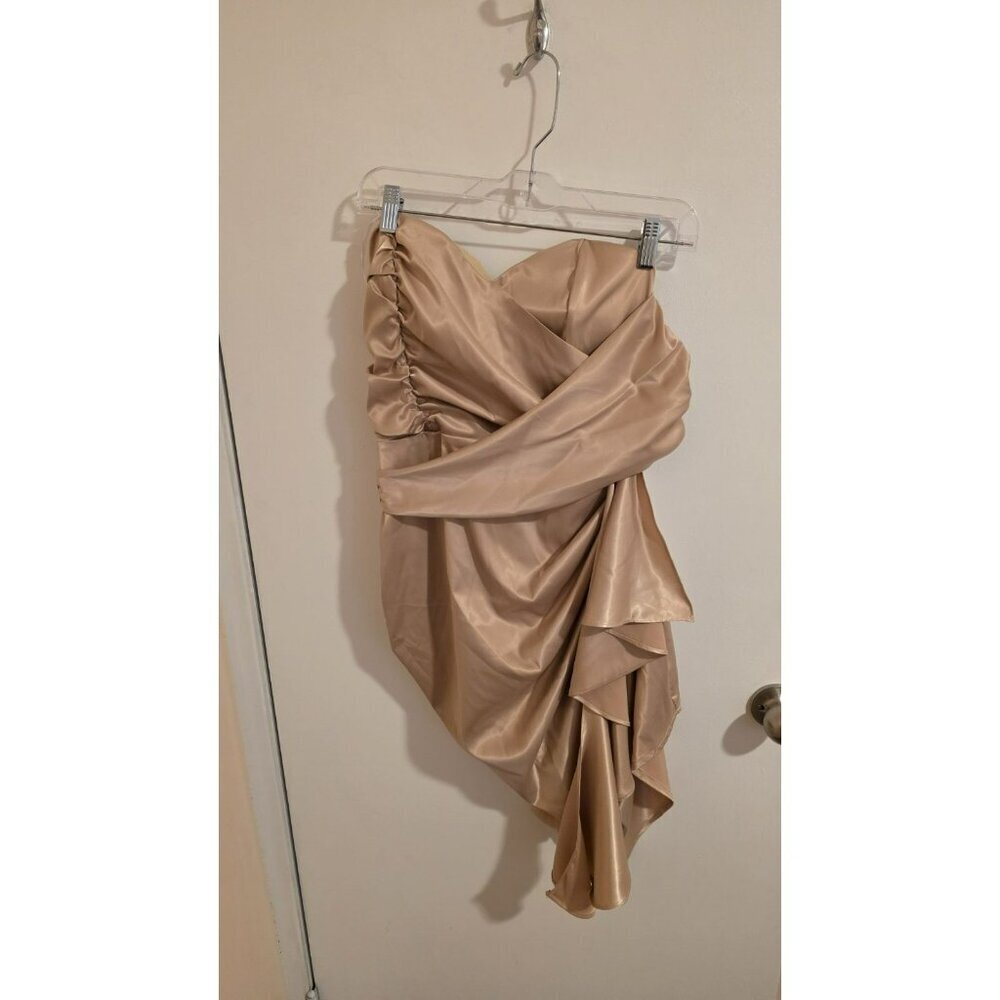 Blithe LA Mini Dress Champagne Size Medium Formal Wedding Satin Coquette NWT Y2K